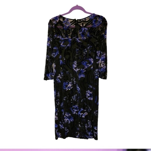 Tahari ASL Women's Size 8 Burnout Sheath Dress with Velvet details - Picture 2 of 13